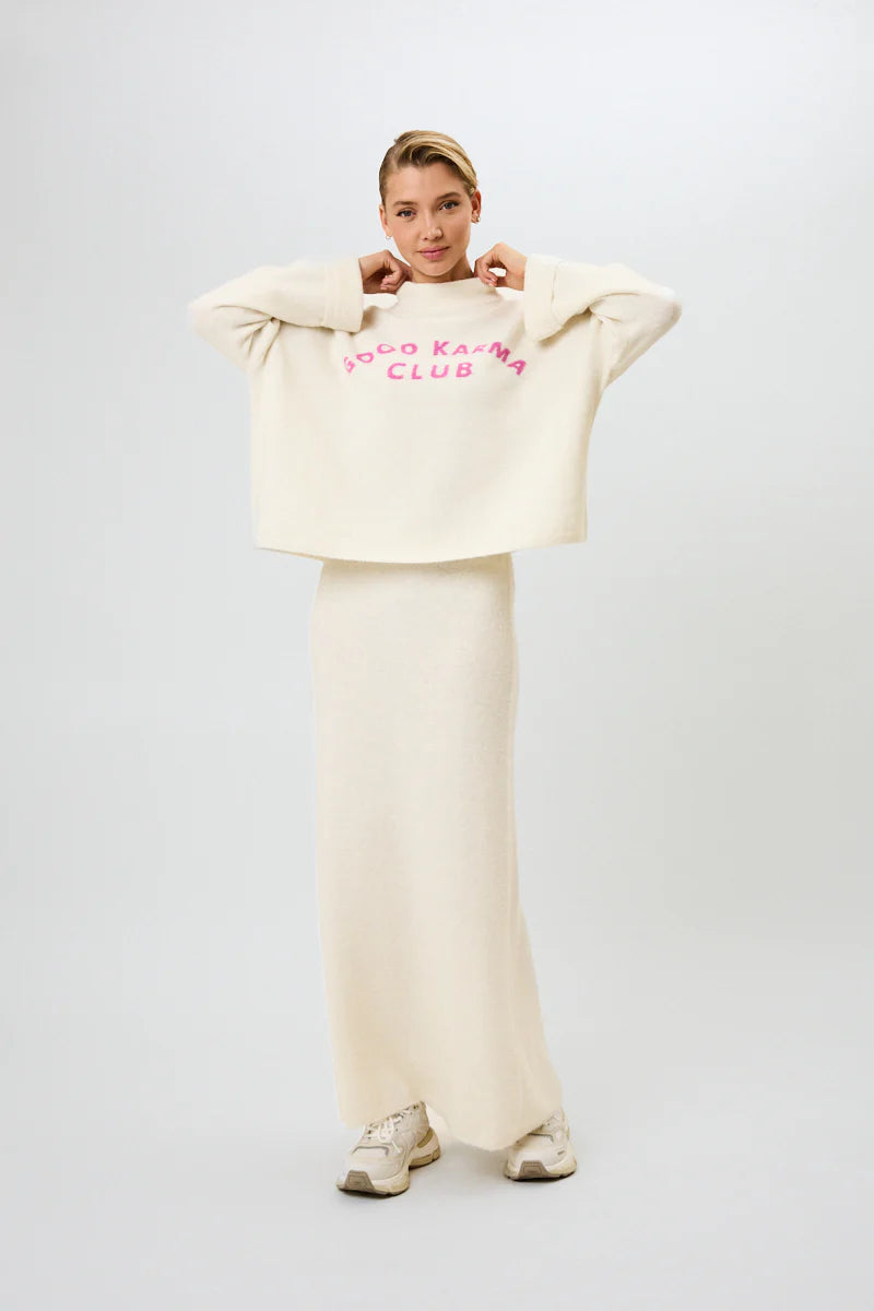 OH APRIL Insa Knit Skirt Off White