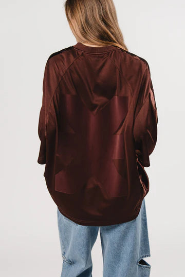 KARO KAUER JERSEY T-SHIRT CROPPED BROWN