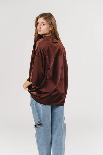 KARO KAUER JERSEY T-SHIRT CROPPED BROWN