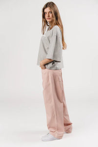 KARO KAUER T-SHIRT CROPPED GREY MELANGE