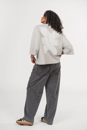 KARO KAUER T-SHIRT CROPPED GREY MELANGE