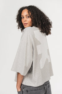 KARO KAUER T-SHIRT CROPPED GREY MELANGE