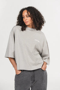 KARO KAUER T-SHIRT CROPPED GREY MELANGE