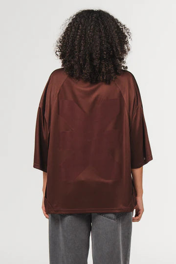 KARO KAUER JERSEY T-SHIRT CROPPED BROWN