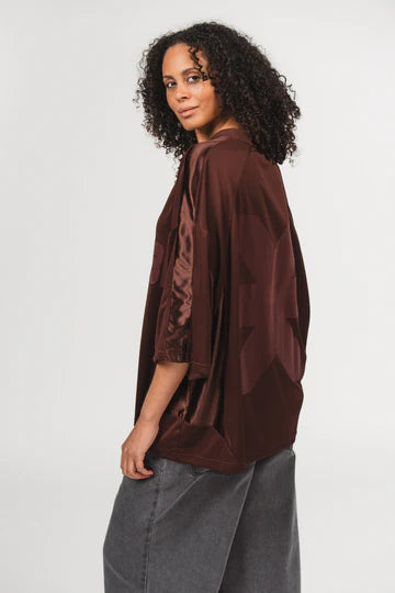 KARO KAUER JERSEY T-SHIRT CROPPED BROWN
