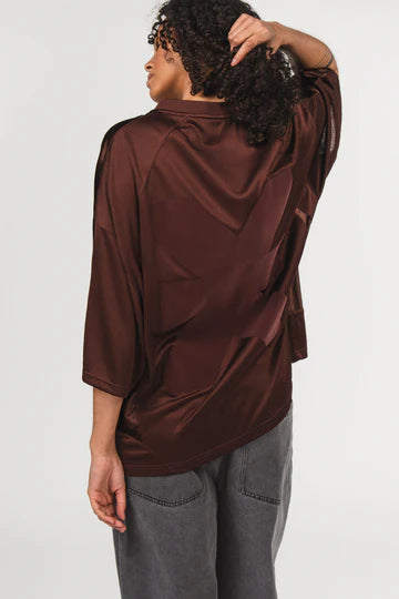 KARO KAUER JERSEY T-SHIRT CROPPED BROWN