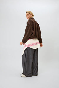 OH APRIL Katie Vegan Suede Leather Jacket Truffle