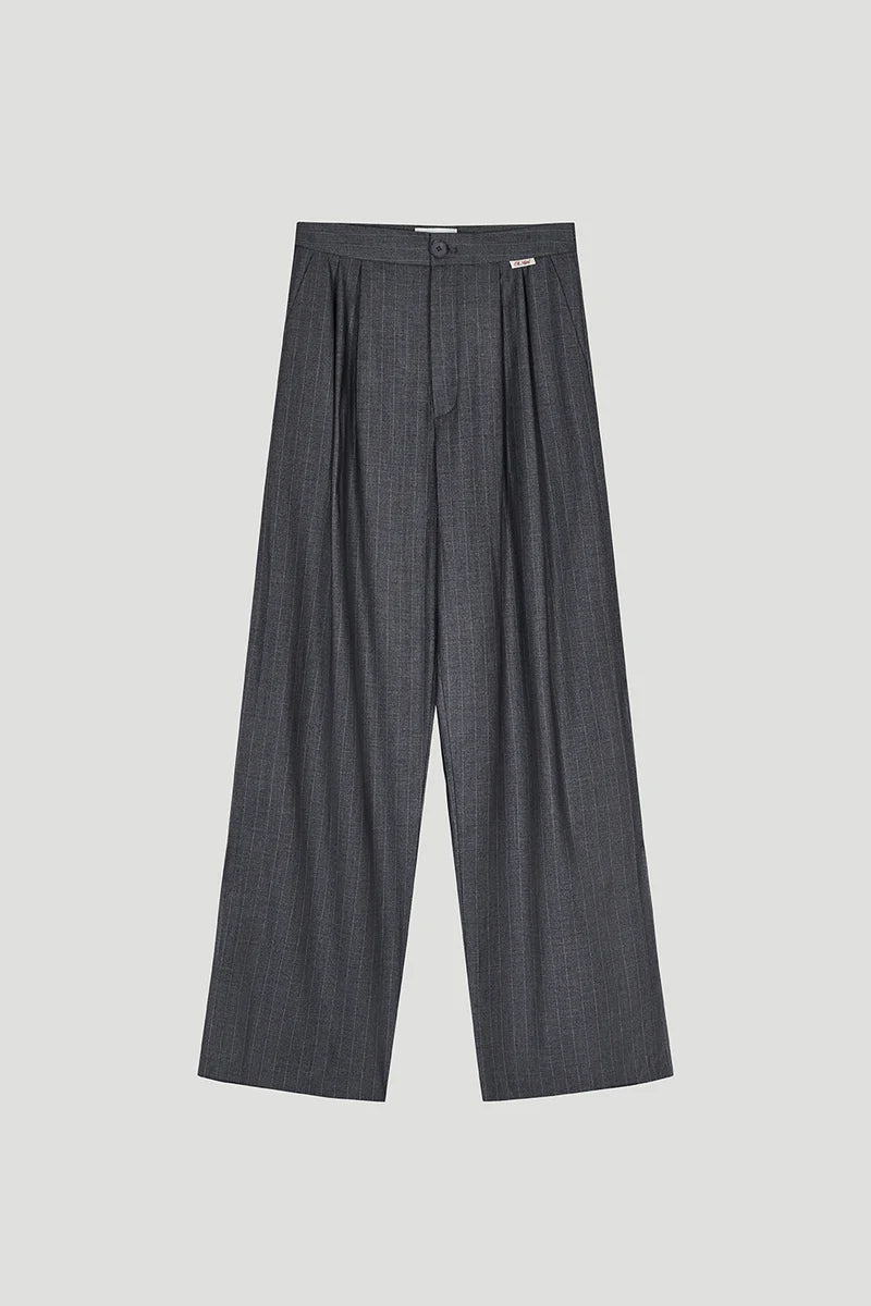 OH APRIL Leana Pleated Trousers Pinstripe