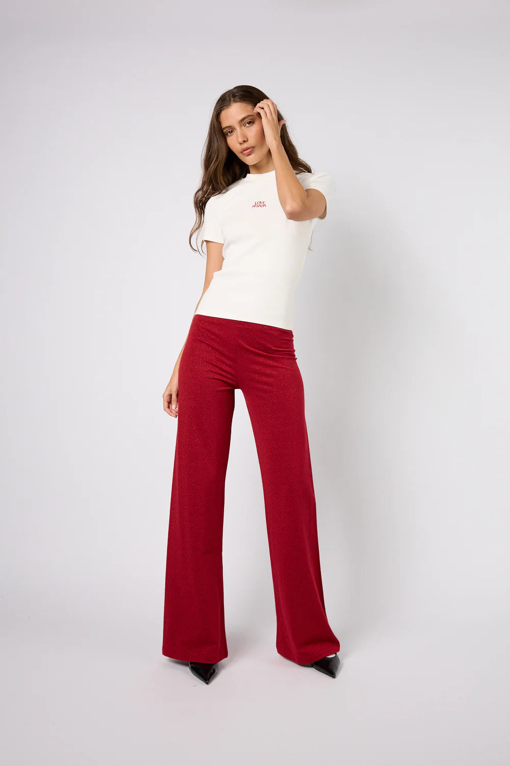 OH APRIL Loui Flared Pants Maroon