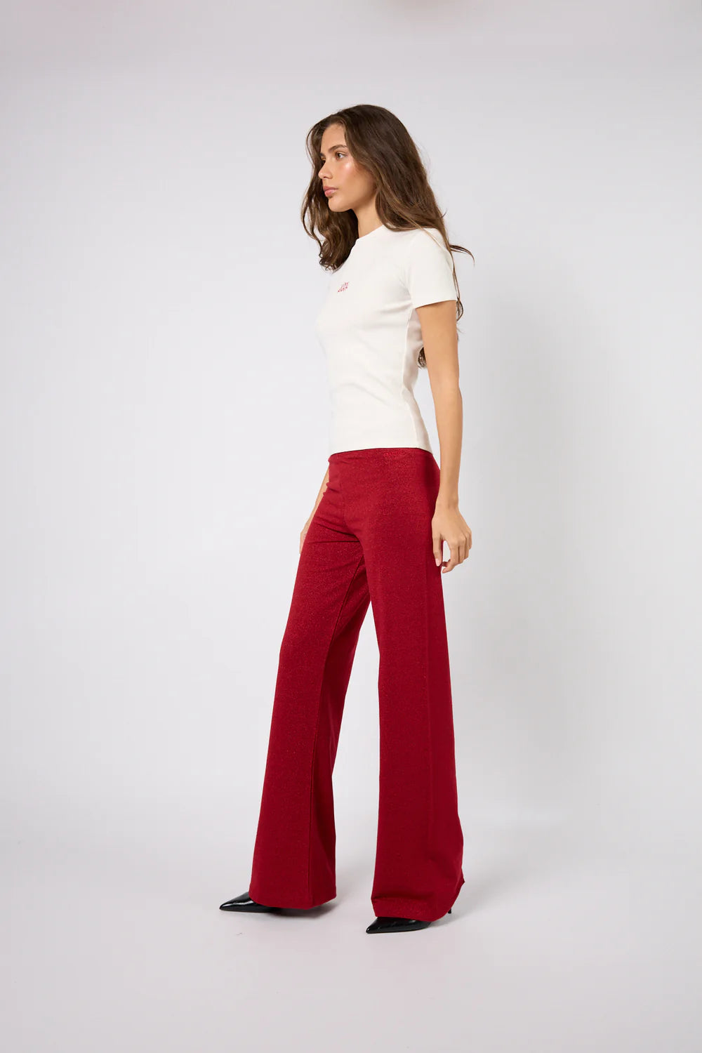 OH APRIL Loui Flared Pants Maroon