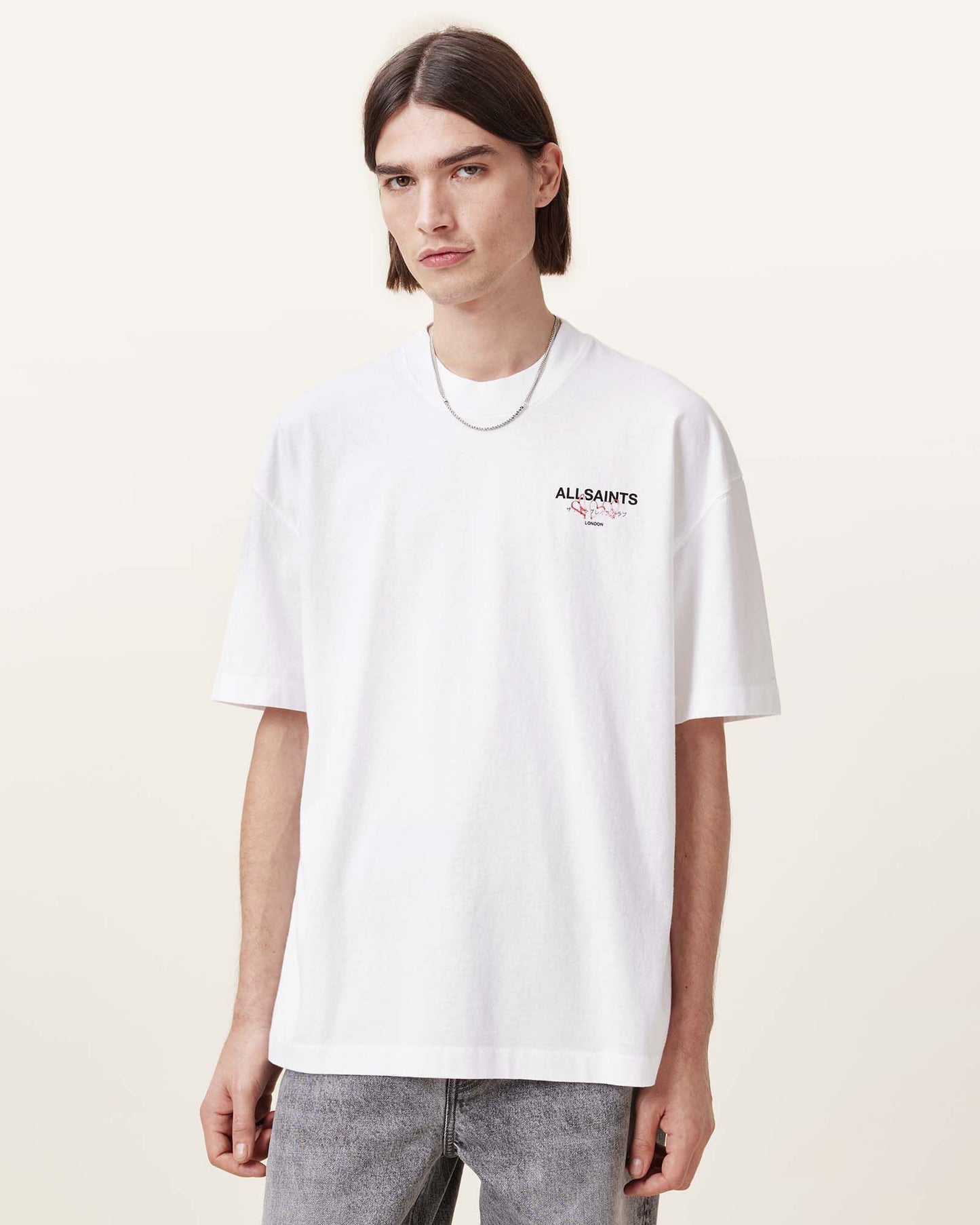 Allsaints Amore Underground Oversized T-Shirt Optic White