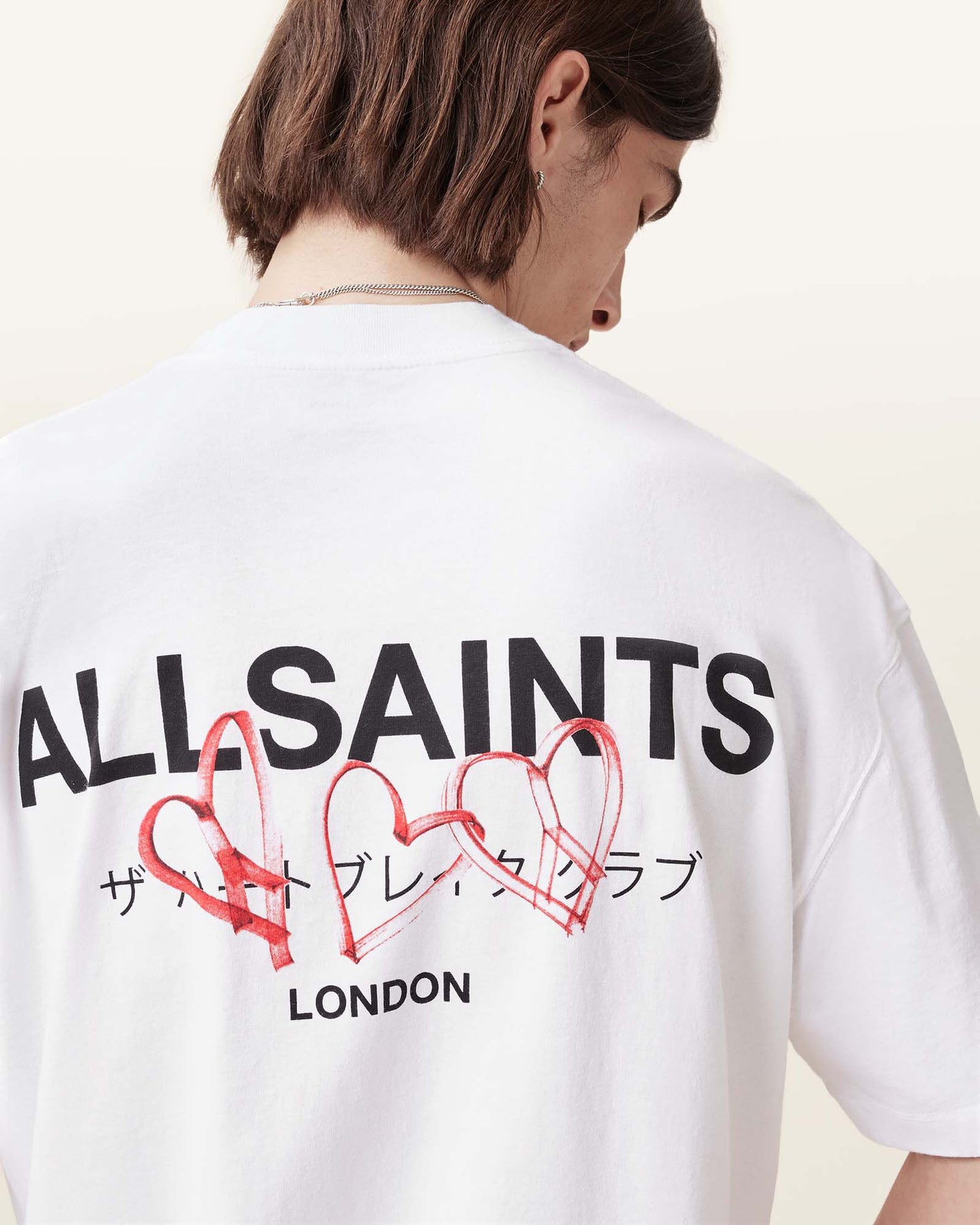 Allsaints Amore Underground Oversized T-Shirt Optic White