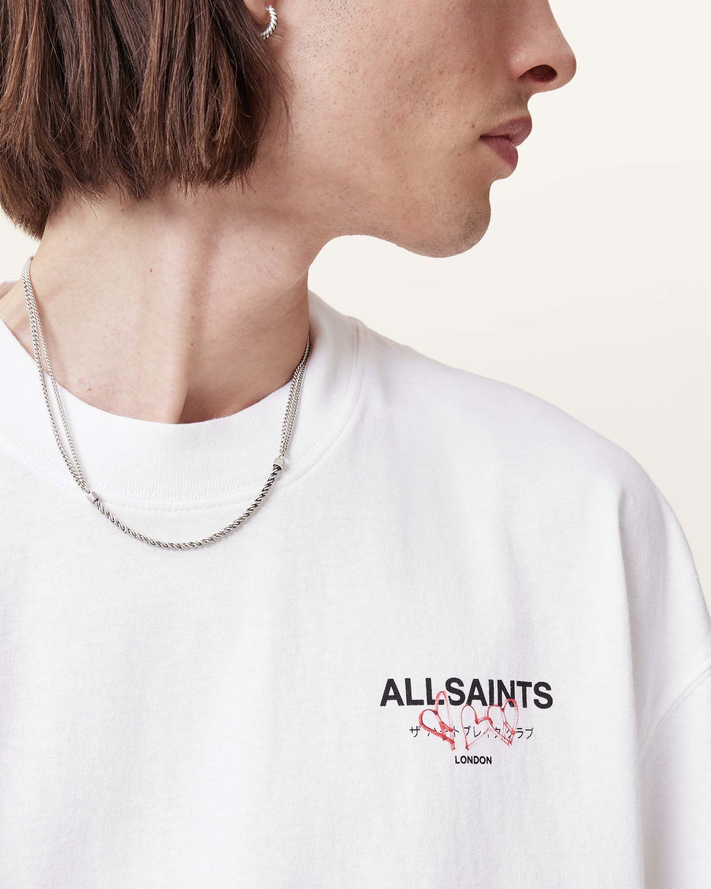 Allsaints Amore Underground Oversized T-Shirt Optic White