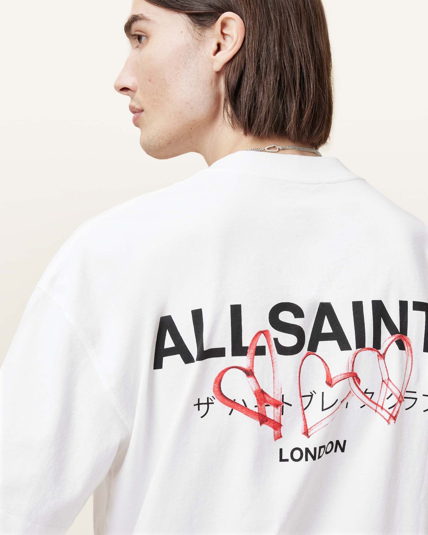 Allsaints Amore Underground Oversized T-Shirt Optic White