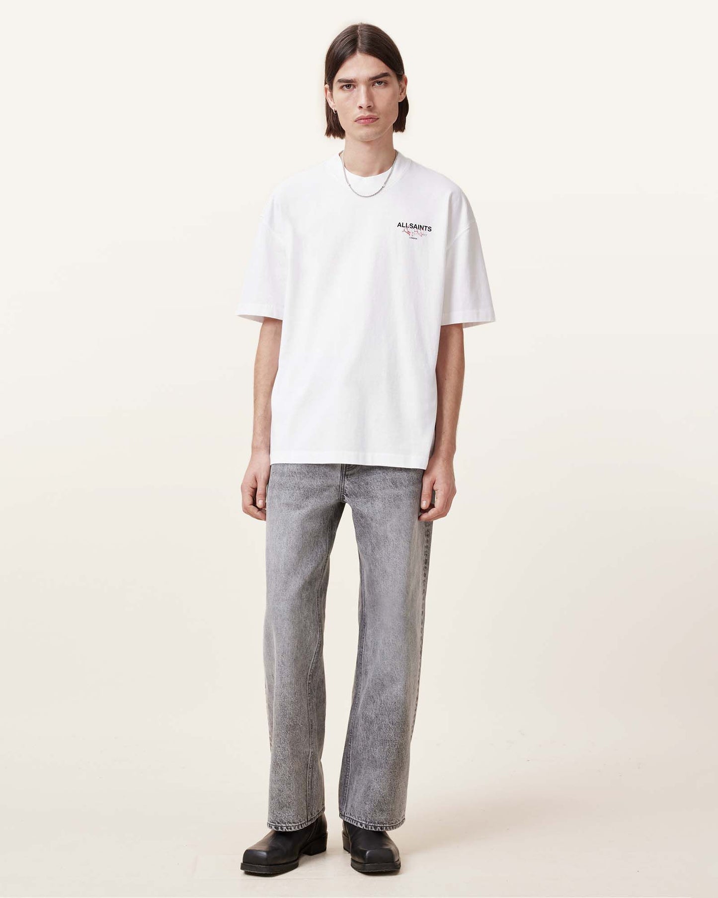 Allsaints Amore Underground Oversized T-Shirt Optic White