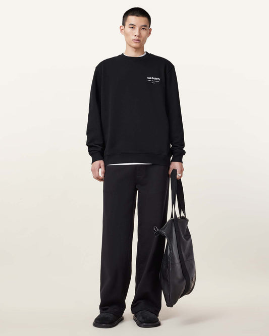 Allsaints Underground Relaxed Fit Crew Neck Sweatshirt Jet Black