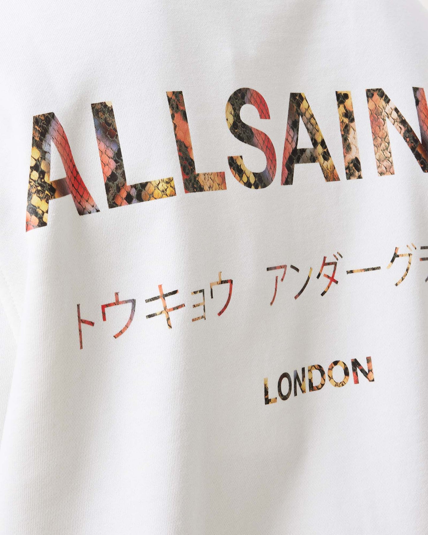 Allsaints Underground Oversized Crew Sweatshirt Ashen White/ Snake