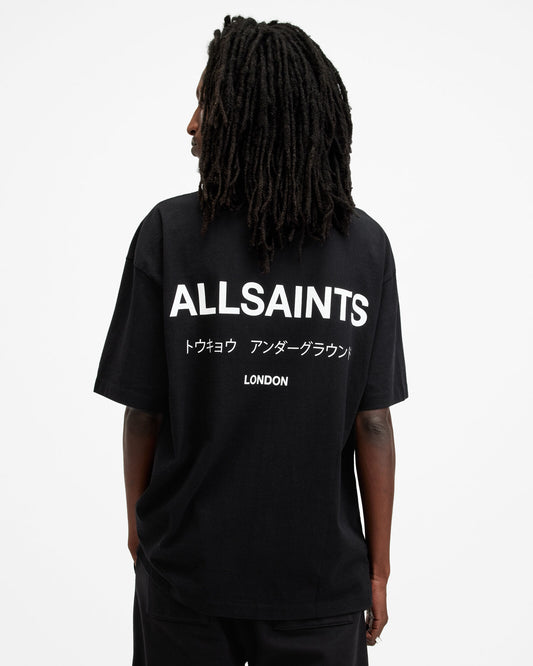 Allsaints Underground Oversized Crew Neck T-Shirt Jet Black