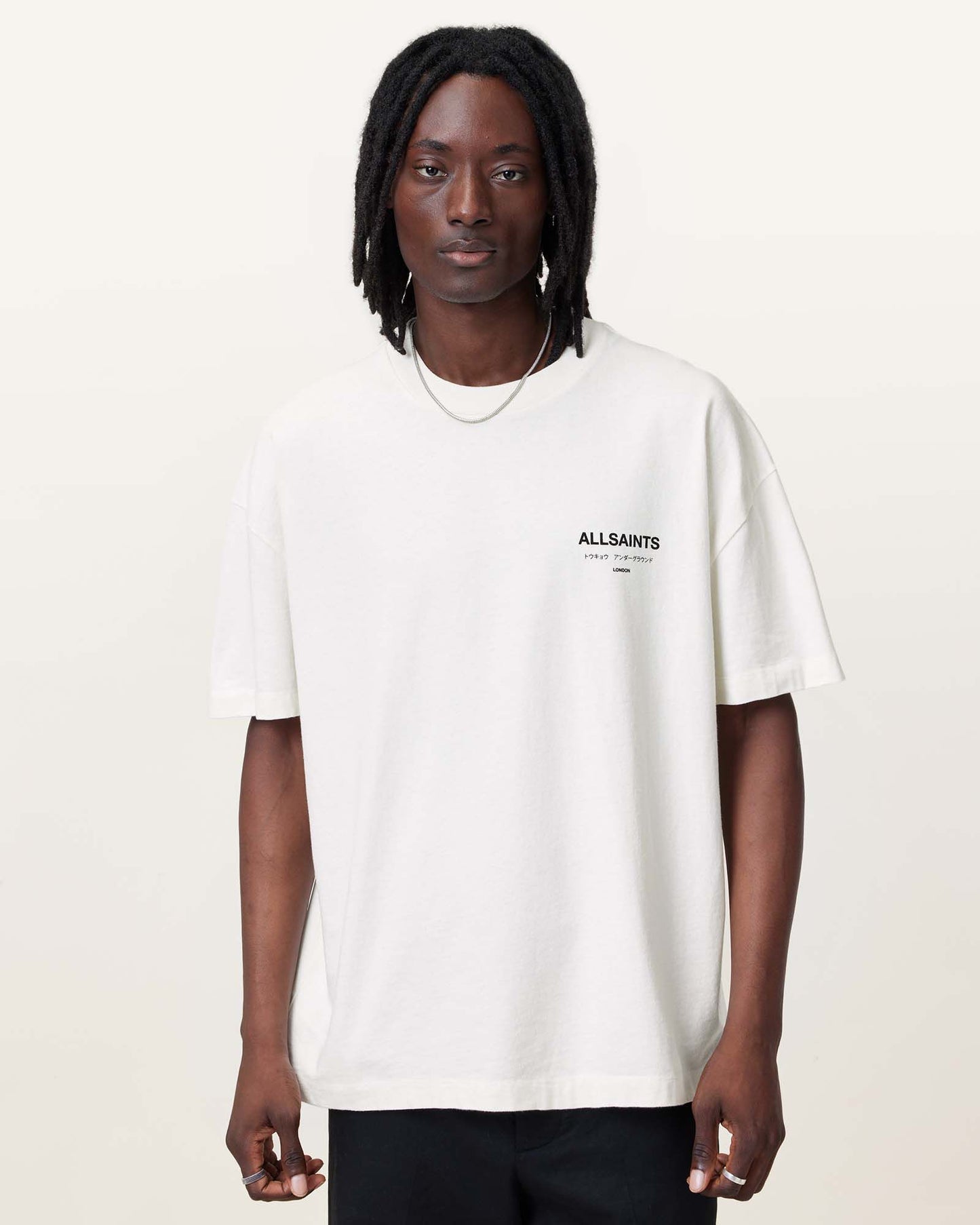 Allsaints Underground Oversized Crew Neck T-Shirt Ashen White