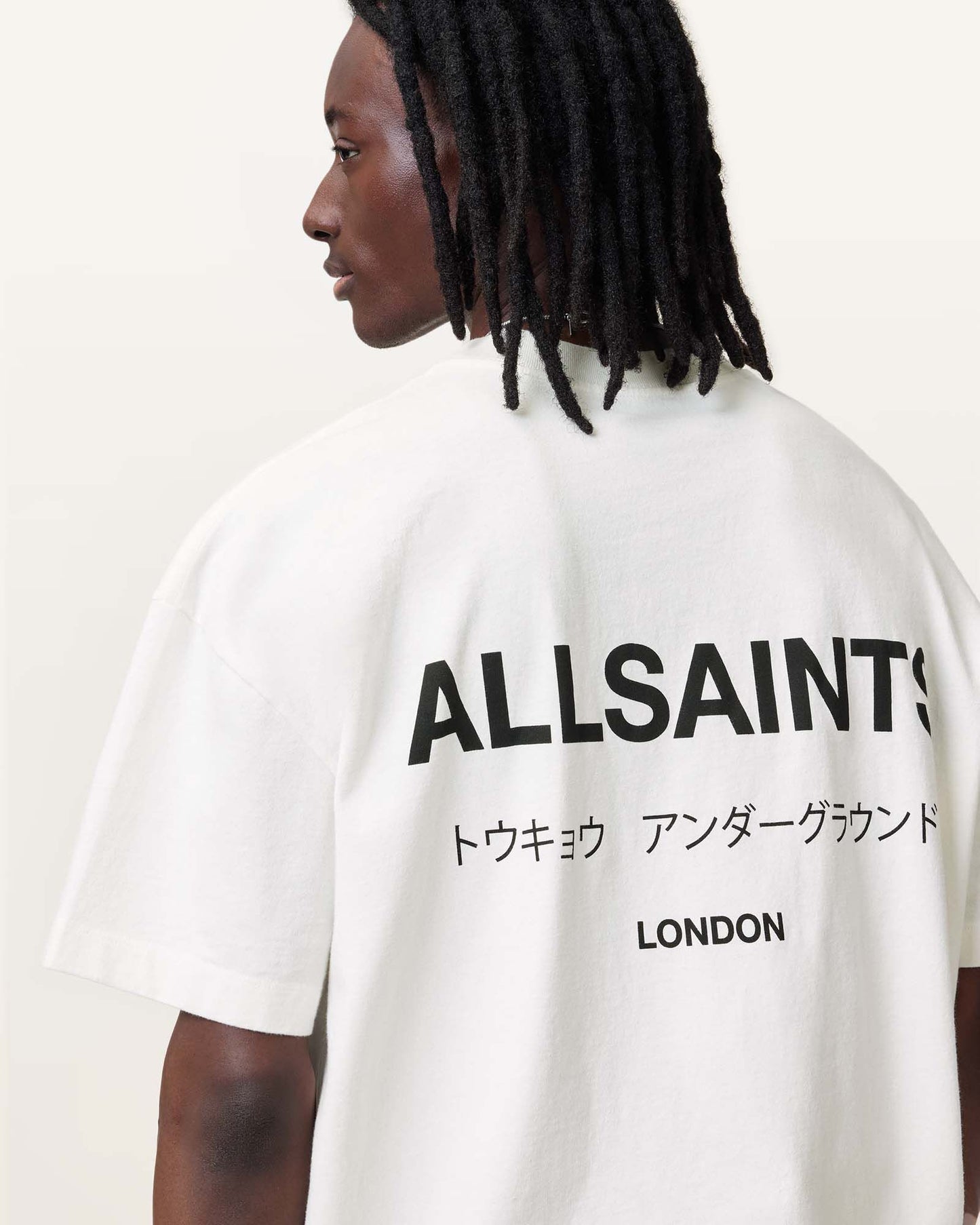 Allsaints Underground Oversized Crew Neck T-Shirt Ashen White