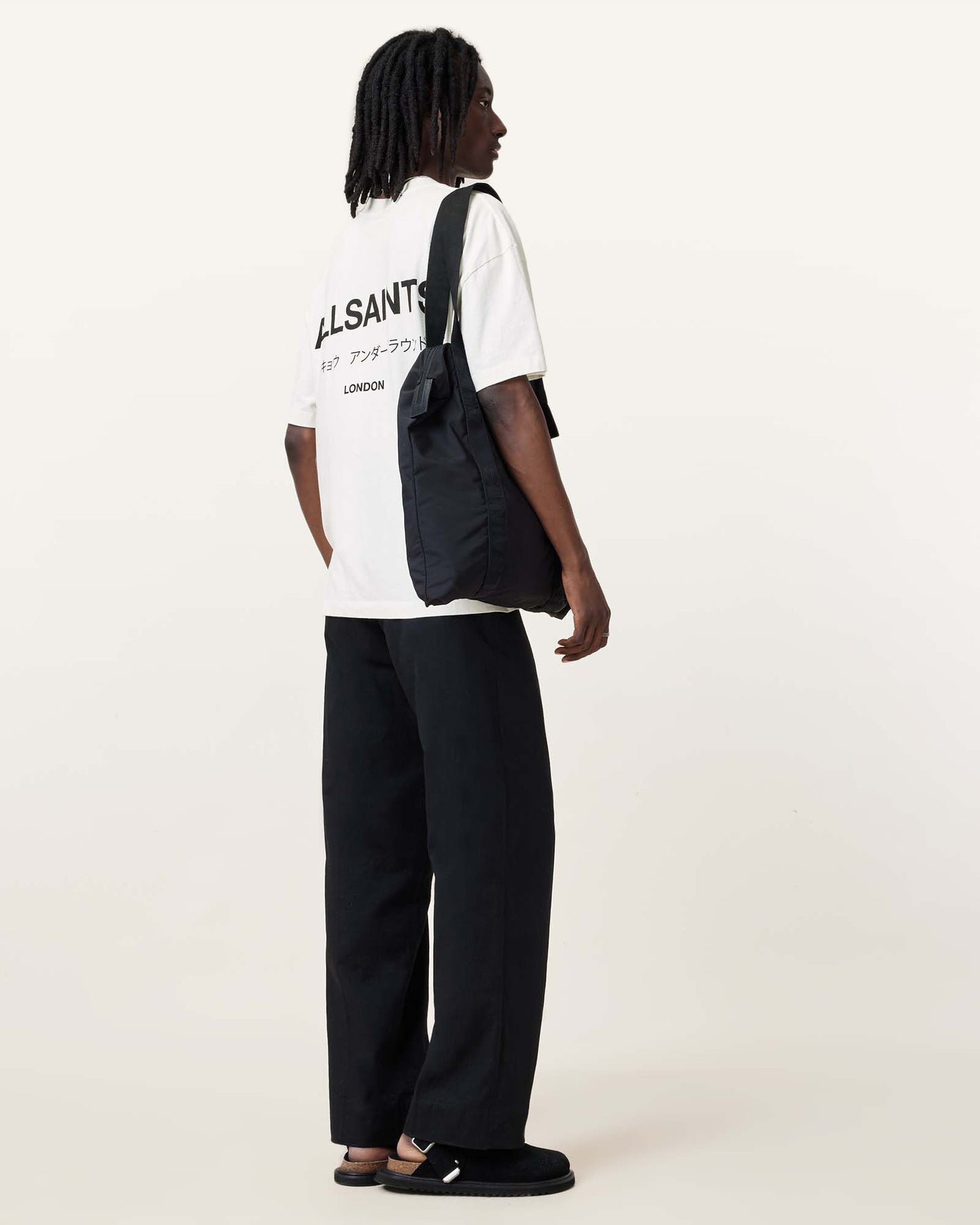 Allsaints Underground Oversized Crew Neck T-Shirt Ashen White