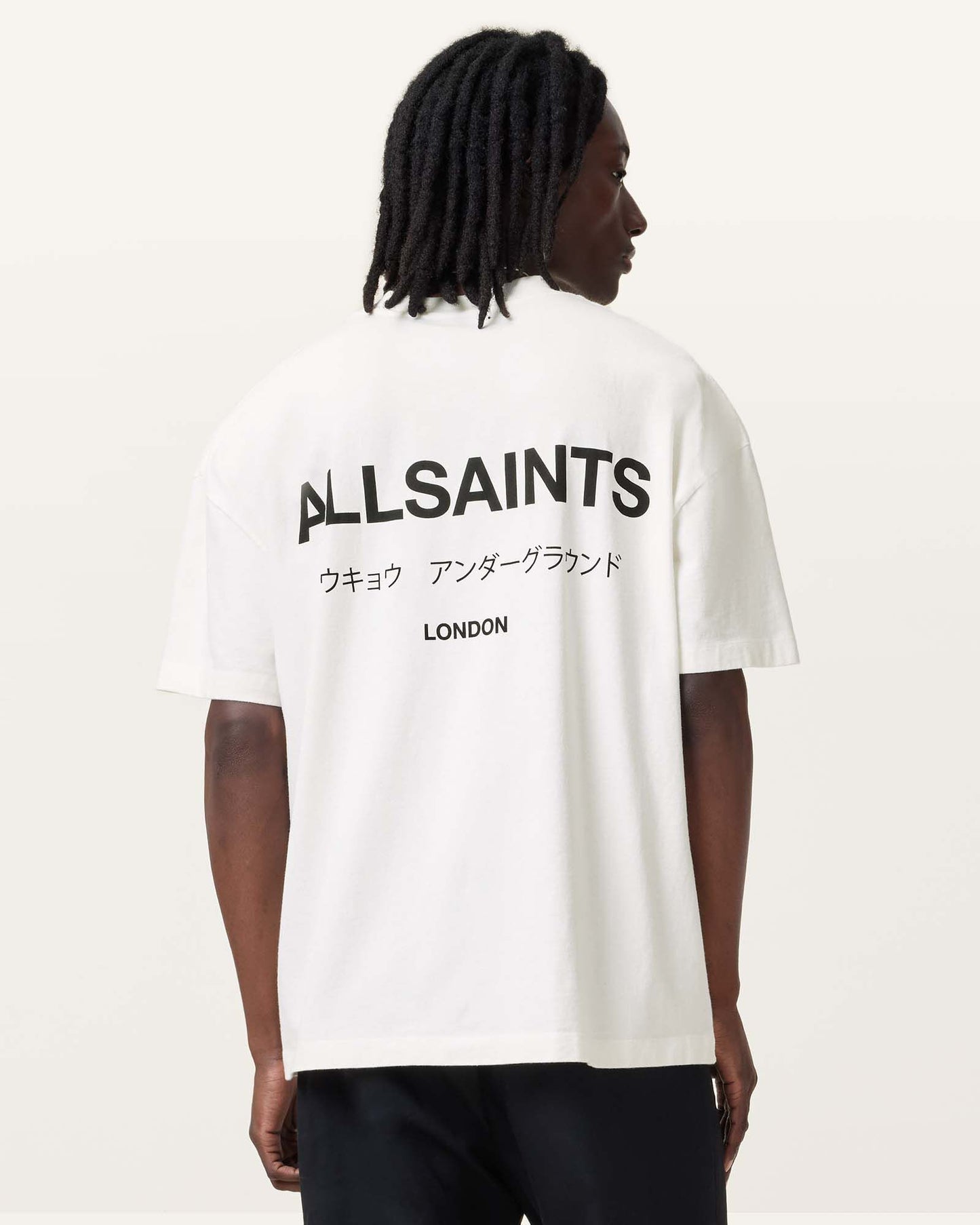 Allsaints Underground Oversized Crew Neck T-Shirt Ashen White