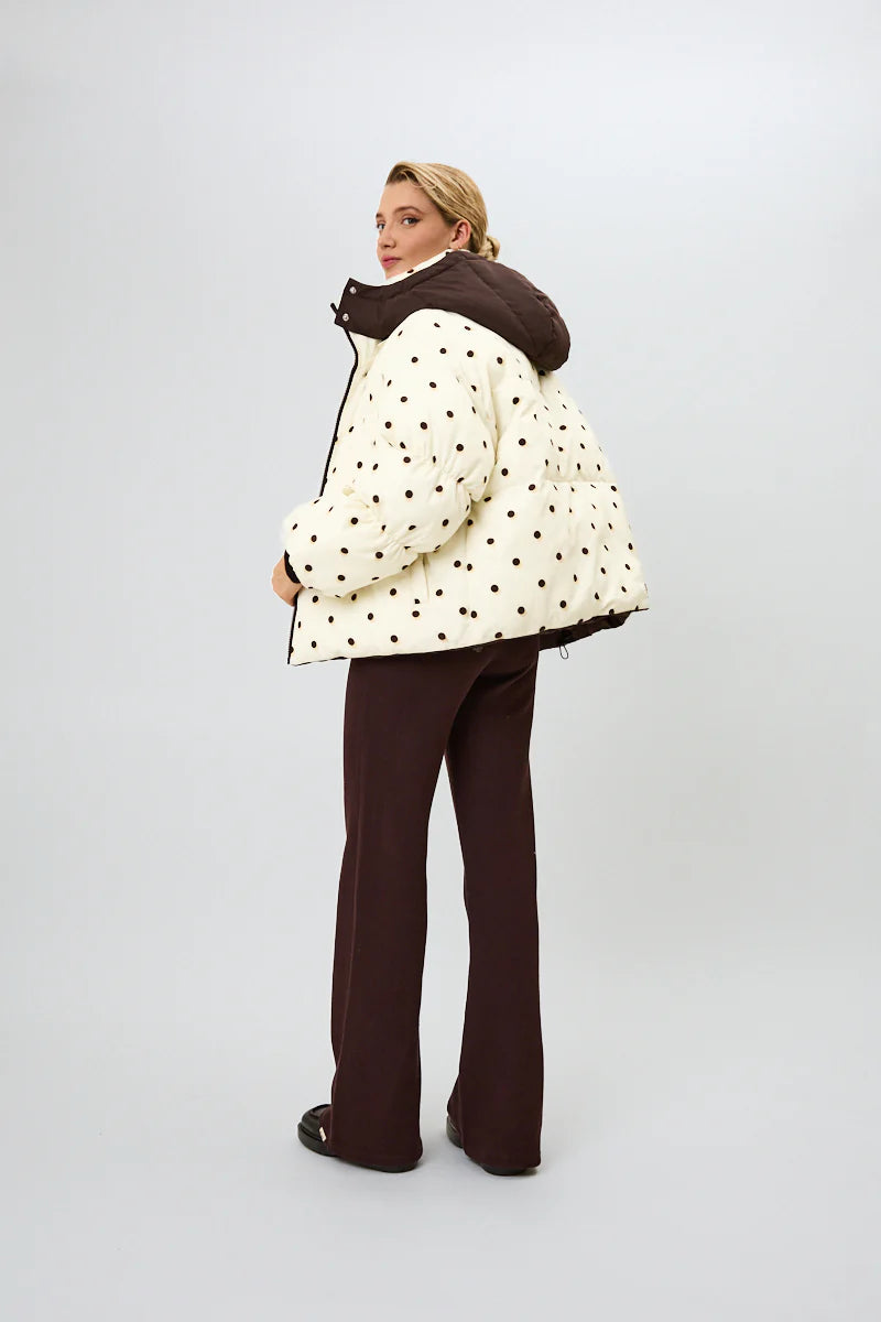 OH APRIL Nicky Puffer Jacket Truffle/Polkadots