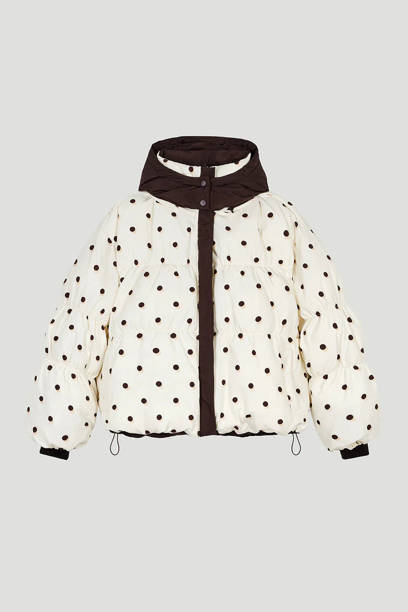 OH APRIL Nicky Puffer Jacket Truffle/Polkadots
