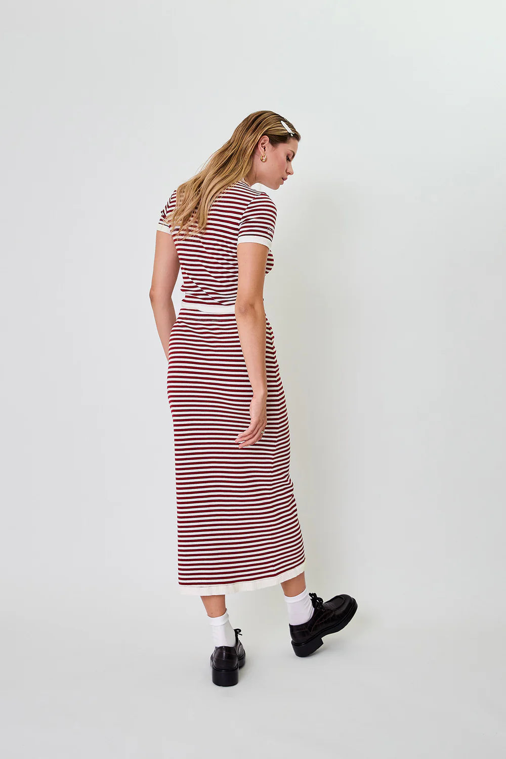 OH APRIL Nuala Striped Tee Cherrywood