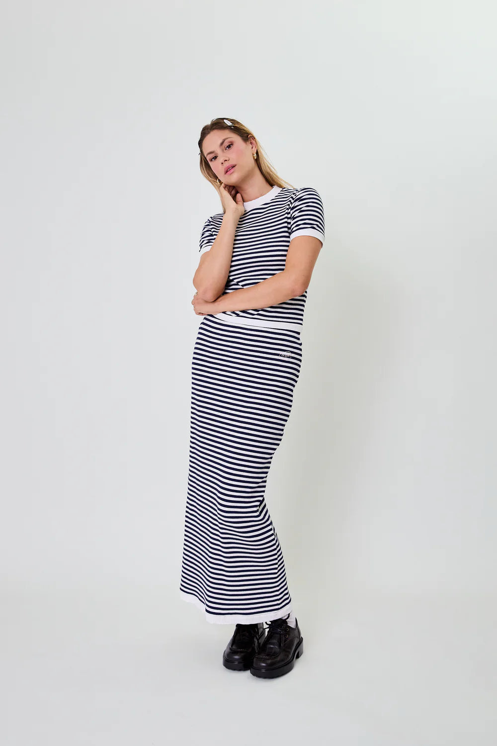 OH APRIL Lior Striped Skirt Blackberry
