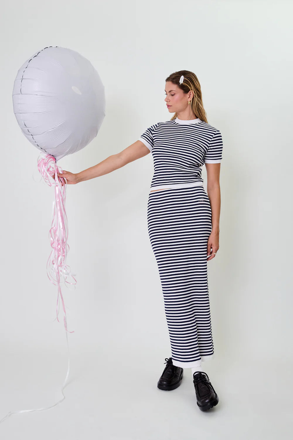 OH APRIL Nuala Striped Tee Blackberry