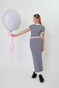 OH APRIL Nuala Striped Tee Blackberry