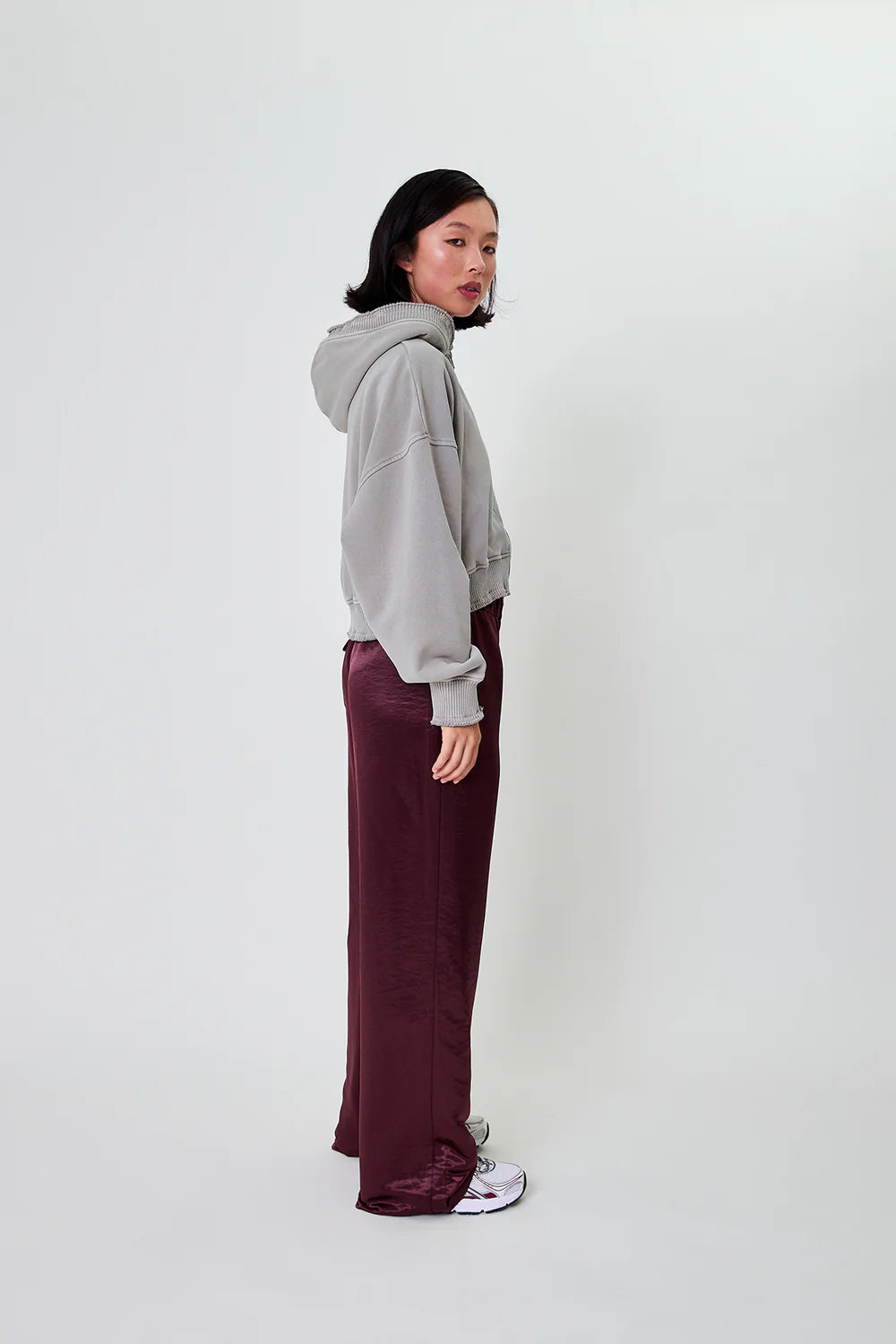 OH APRIL Rosina Zipper Sweater Light Grey Acid