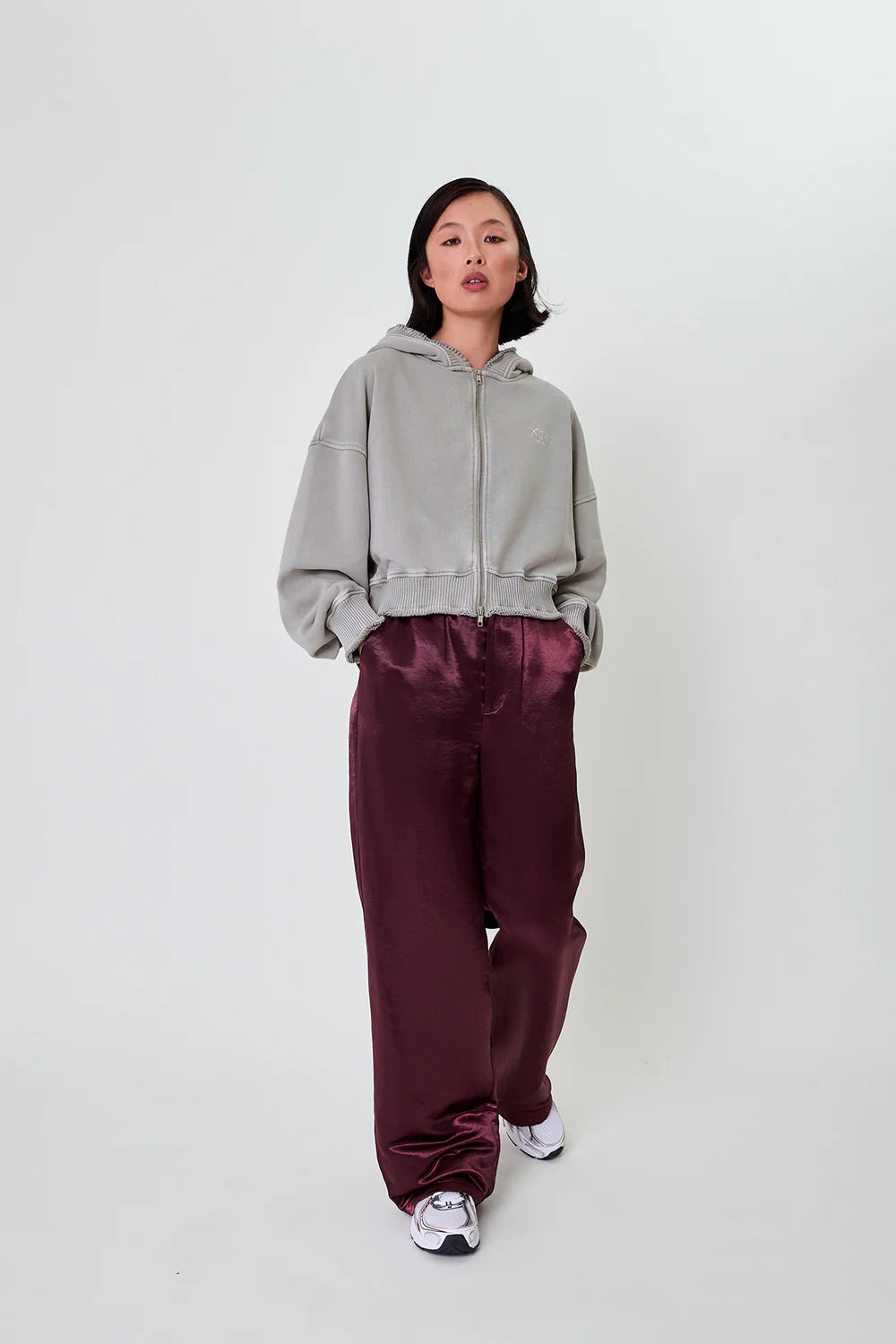 OH APRIL Rosina Zipper Sweater Light Grey Acid