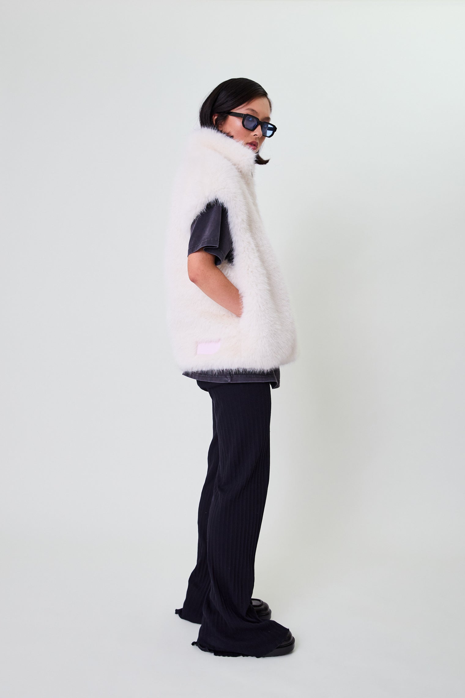 OH APRIL Trixie Fur Vest Ivory