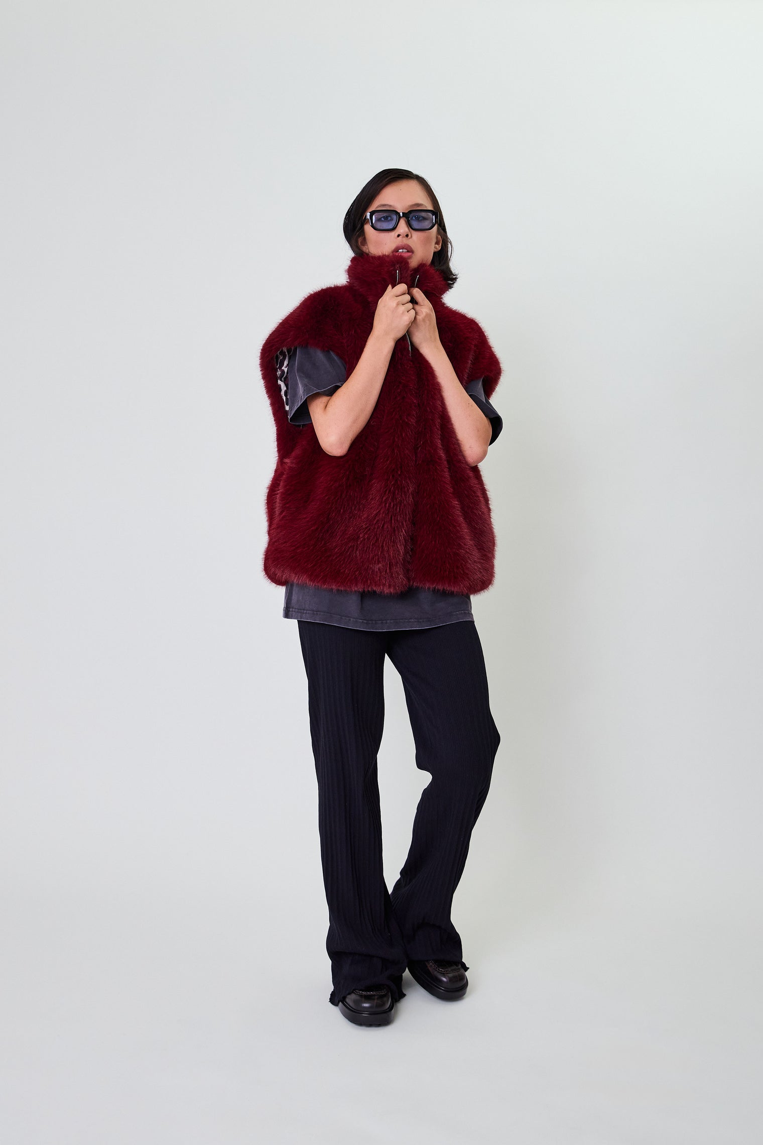 OH APRIL Trixie Fur Vest Cherrywood