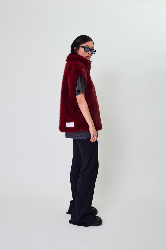 OH APRIL Trixie Fur Vest Cherrywood
