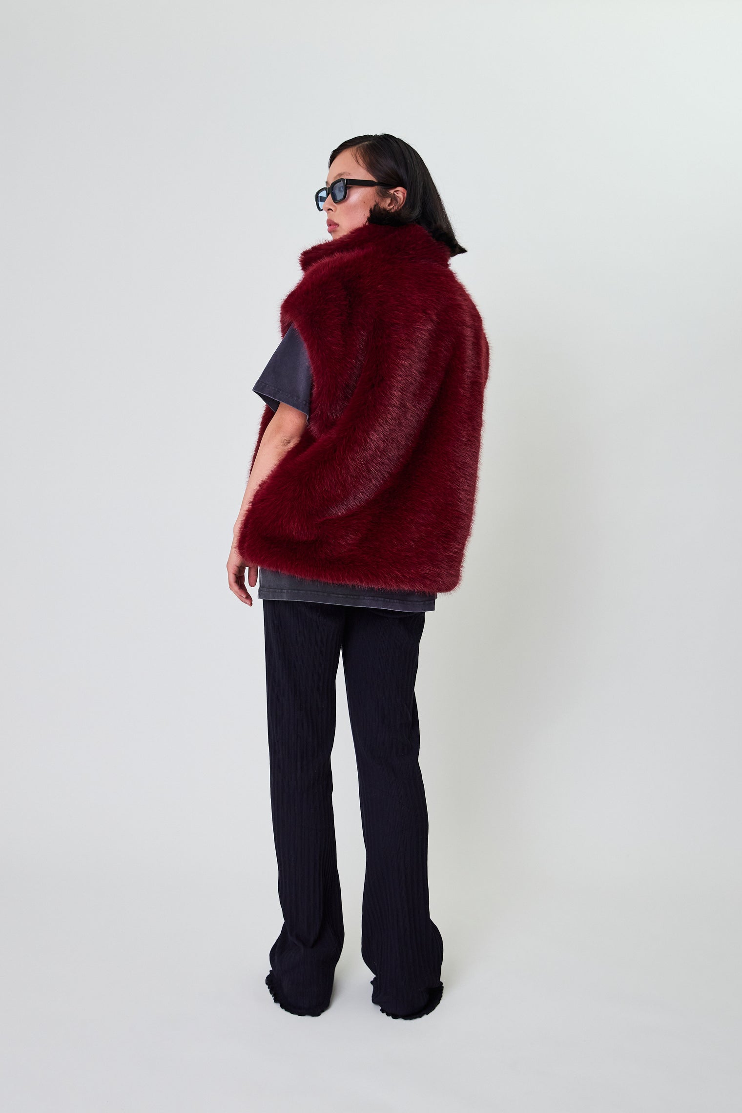 OH APRIL Trixie Fur Vest Cherrywood