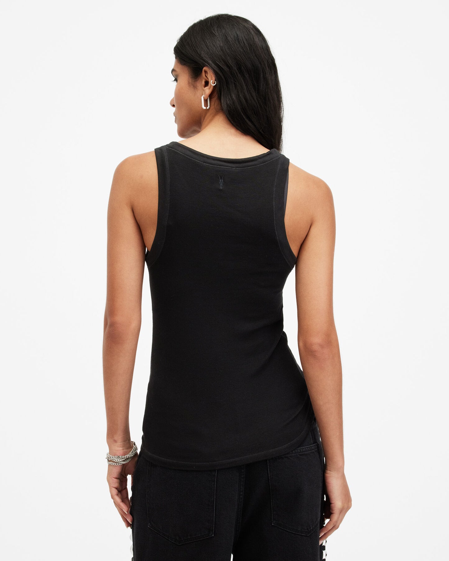 Allsaints Rina Crew Neck Sleeveless Tank Top Black