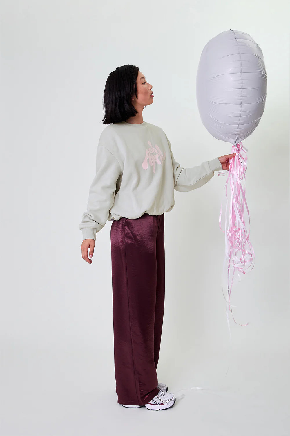 OH APRIL Zafira Balloon Sweatshirt Light Grey