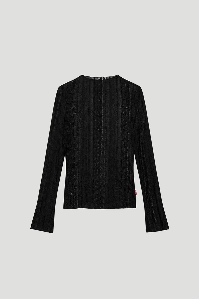 OH APRIL Zahara Lace Longsleeve Black