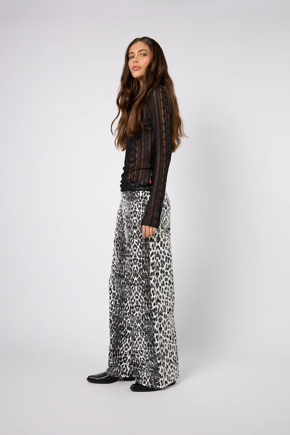 OH APRIL Zahara Lace Longsleeve Black