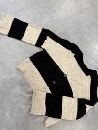Strickjacke BLOCK STRIPES mit Knopfleiste schwarz/creme