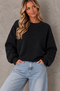 Sweater mit Rückenstickerei CREME DE LA CREME schwarz