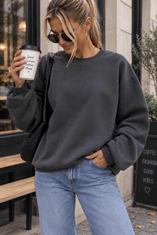 Sweater mit Rückenprint DONT CARE CLUB grau