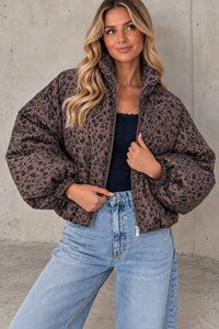 Jacke PUFFY POWER mit Reißverschluss chocolate REH