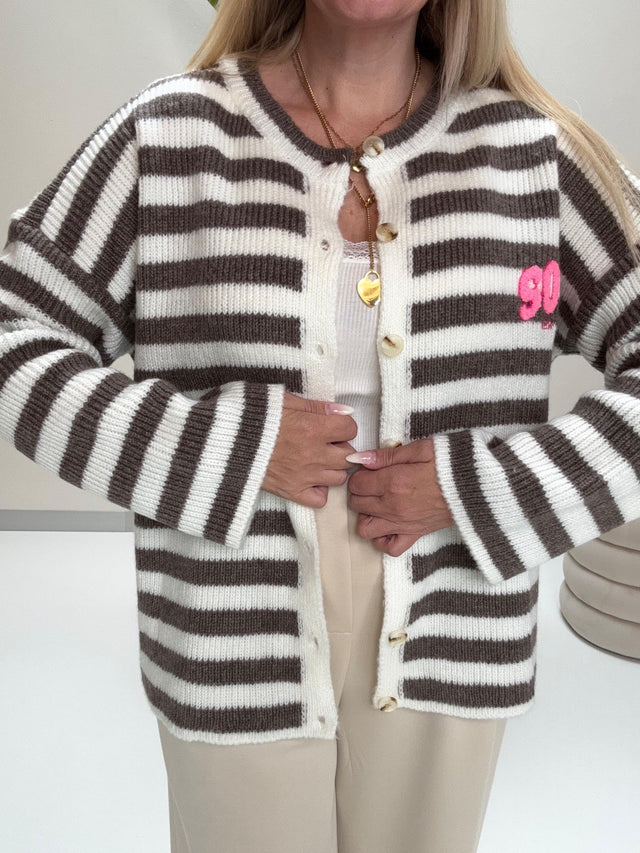 Strickjacke SOHO weiß/braun