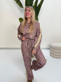 Butterstoff Hose LEO LOUNGE braun/flieder