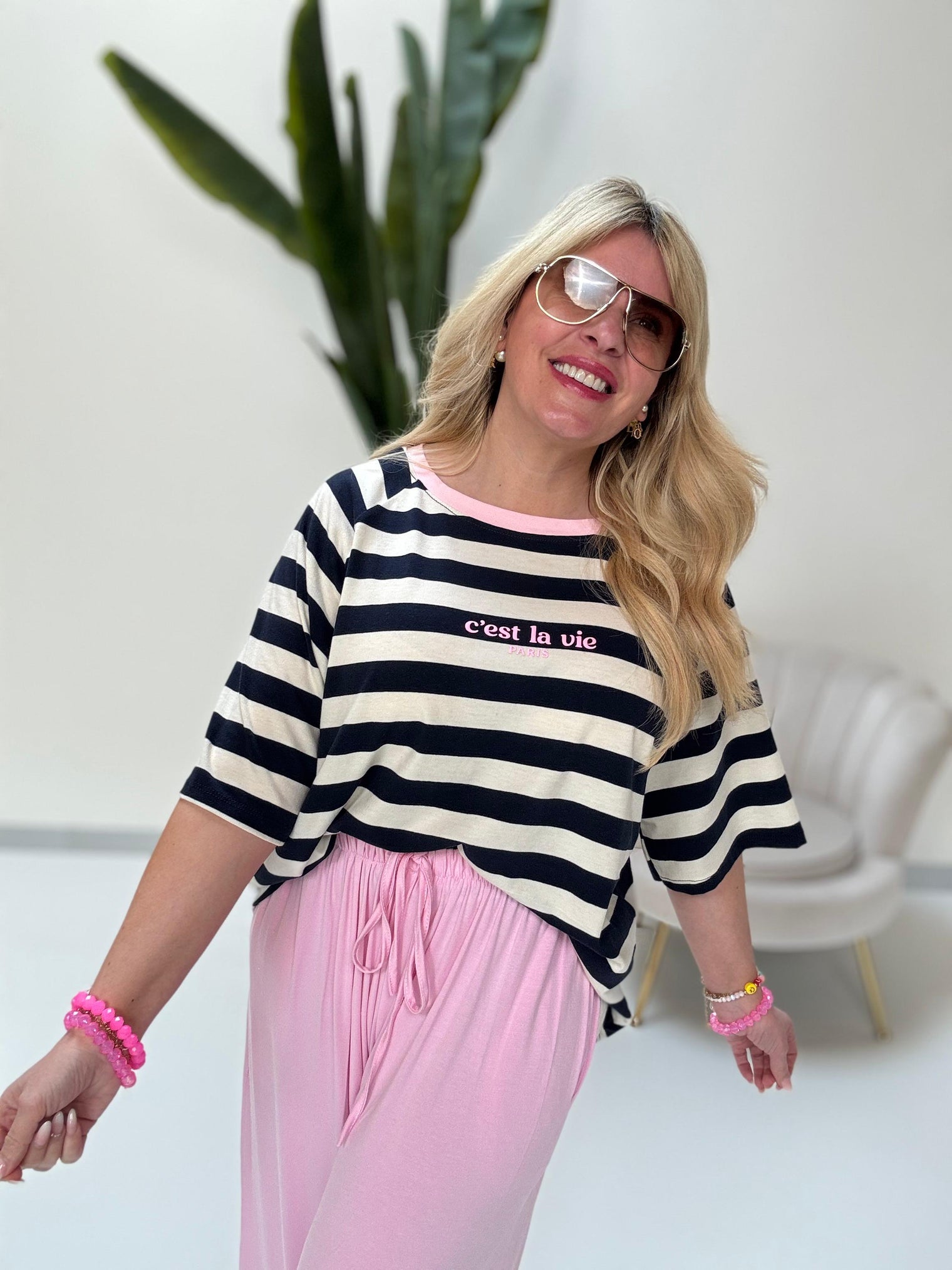 Statement Shirt dunkelblau/weiß  C’est la vie Paris