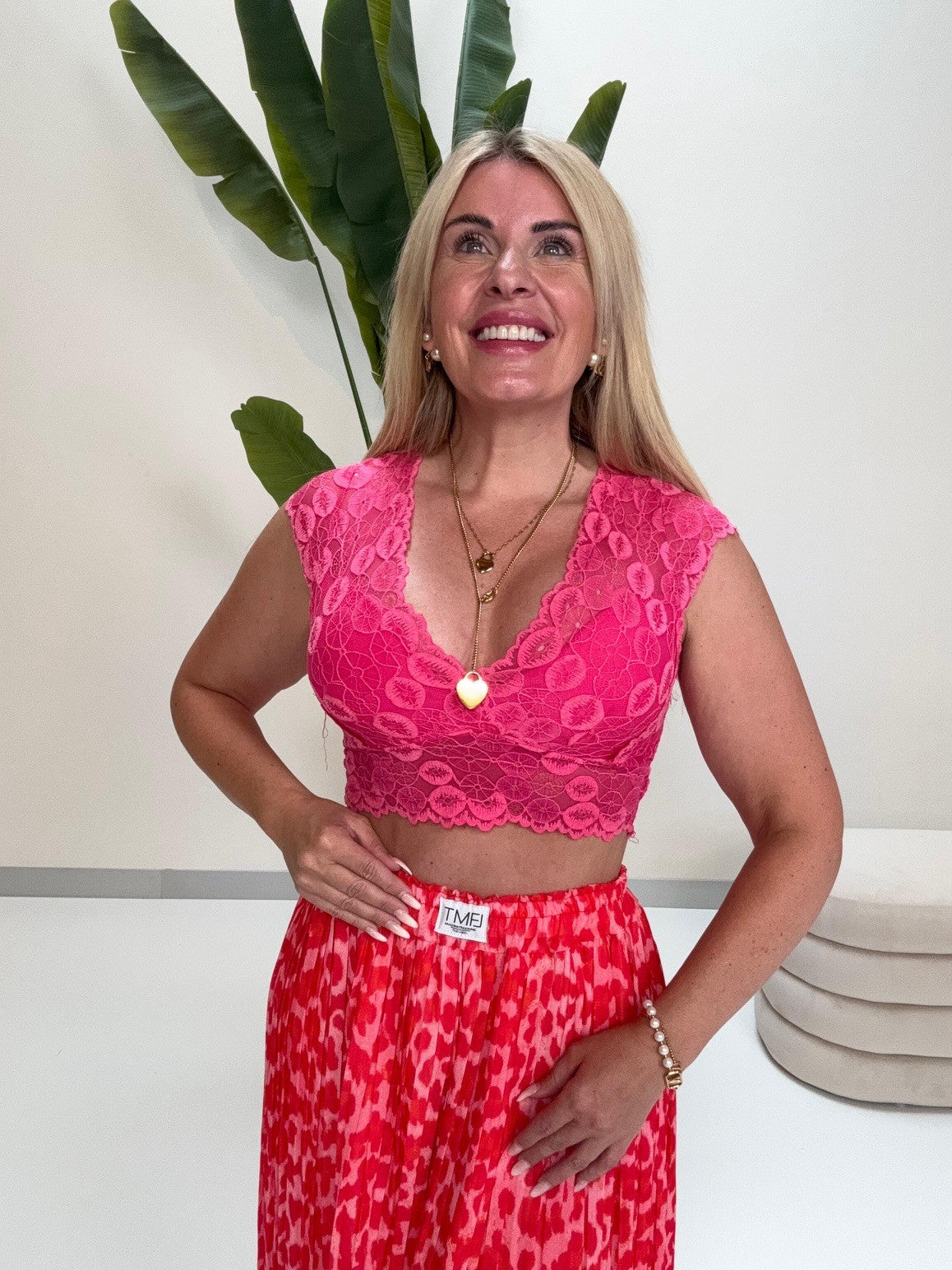 Top mit Spitze LACE ELEGANCE pink